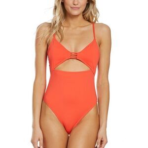Hobie Red/Orange Cutout Onepiece Swimsuit